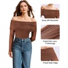 image:imageMANGOPOP Womens Off The Shoulder Long Sleeve Bodysuit Sexy Sheer Mesh Top Double Lined Body Suits Fall Outfit 2025Deep Coffee