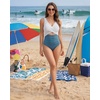image:imageMANGOPOP Womens One Piece Swimsuits Tummy Control Cutout High Waisted Bathing Suits Tie Back Swim Suits 2026 Beach ClothesAblackandwhite Stripes