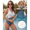 image:imageMANGOPOP Womens One Piece Swimsuits Tummy Control Cutout High Waisted Bathing Suits Tie Back Swim Suits 2026 Beach ClothesAblackandwhite Stripes