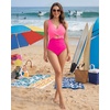 image:imageMANGOPOP Womens One Piece Swimsuits Tummy Control Cutout High Waisted Bathing Suits Tie Back Swim Suits 2026 Beach ClothesPink