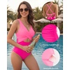 image:imageMANGOPOP Womens One Piece Swimsuits Tummy Control Cutout High Waisted Bathing Suits Tie Back Swim Suits 2026 Beach ClothesPink