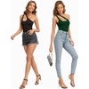 image:imageMANGOPOP Womens One Shoulder Sleeveless Bodysuit Sexy Cutout Backless Body Suit Double Lined Going Out Tank TopDeep Green