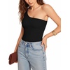 image:imageMANGOPOP Womens One Shoulder Tank Top Bodysuit Sexy Sleeveless Long Sleeve Backless Body Suits Off Shoulder Going Out TopsA1one Shoulder Black