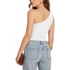 image:imageMANGOPOP Womens One Shoulder Tank Top Bodysuit Sexy Sleeveless Long Sleeve Backless Body Suits Off Shoulder Going Out TopsA2one Shoulder White