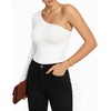 image:imageMANGOPOP Womens One Shoulder Tank Top Bodysuit Sexy Sleeveless Long Sleeve Backless Body Suits Off Shoulder Going Out TopsB2long Sleeve White