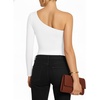 image:imageMANGOPOP Womens One Shoulder Tank Top Bodysuit Sexy Sleeveless Long Sleeve Backless Body Suits Off Shoulder Going Out TopsB2long Sleeve White