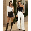 image:imageMANGOPOP Womens One Shoulder Tank Top Bodysuit Sexy Sleeveless Long Sleeve Backless Body Suits Off Shoulder Going Out TopsB2long Sleeve White