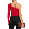 image:imageMANGOPOP Womens One Shoulder Tank Top Bodysuit Sexy Sleeveless Long Sleeve Backless Body Suits Off Shoulder Going Out TopsC1long Sleeve Red