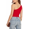 image:imageMANGOPOP Womens One Shoulder Tank Top Bodysuit Sexy Sleeveless Long Sleeve Backless Body Suits Off Shoulder Going Out TopsC1one Shoulder Red