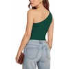 image:imageMANGOPOP Womens One Shoulder Tank Top Bodysuit Sexy Sleeveless Long Sleeve Backless Body Suits Off Shoulder Going Out TopsC2one Shoulder Deep Green