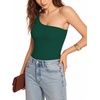 image:imageMANGOPOP Womens One Shoulder Tank Top Bodysuit Sexy Sleeveless Long Sleeve Backless Body Suits Off Shoulder Going Out TopsC2one Shoulder Deep Green