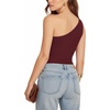 image:imageMANGOPOP Womens One Shoulder Tank Top Bodysuit Sexy Sleeveless Long Sleeve Backless Body Suits Off Shoulder Going Out TopsC3one Shoulder Burgundy