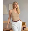 image:imageMANGOPOP Womens One Shoulder Tank Top Bodysuit Sexy Sleeveless Long Sleeve Backless Body Suits Off Shoulder Going Out TopsC4one Shoulder Mocha