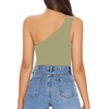 image:imageMANGOPOP Womens One Shoulder Tank Top Bodysuit Sexy Sleeveless Long Sleeve Backless Body Suits Off Shoulder Going Out TopsC7one Shoulder Olive Green