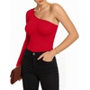 image:imageMANGOPOP Womens One Shoulder Tank Top Bodysuit Sexy Sleeveless Long Sleeve Backless Body Suits Off Shoulder Going Out TopsD1long Sleeve Red