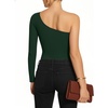 image:imageMANGOPOP Womens One Shoulder Tank Top Bodysuit Sexy Sleeveless Long Sleeve Backless Body Suits Off Shoulder Going Out TopsD2long Sleeve Deep Green