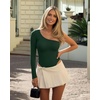 image:imageMANGOPOP Womens One Shoulder Tank Top Bodysuit Sexy Sleeveless Long Sleeve Backless Body Suits Off Shoulder Going Out TopsD2long Sleeve Deep Green