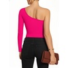 image:imageMANGOPOP Womens One Shoulder Tank Top Bodysuit Sexy Sleeveless Long Sleeve Backless Body Suits Off Shoulder Going Out TopsD3long Sleeve Rose Pink