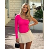 image:imageMANGOPOP Womens One Shoulder Tank Top Bodysuit Sexy Sleeveless Long Sleeve Backless Body Suits Off Shoulder Going Out TopsD3long Sleeve Rose Pink