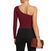 image:imageMANGOPOP Womens One Shoulder Tank Top Bodysuit Sexy Sleeveless Long Sleeve Backless Body Suits Off Shoulder Going Out TopsD6long Sleeve Burgundy