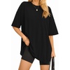 image:imageMANGOPOP Womens Oversized T Shirts Short Sleeve Crewneck Loose Fit Tops Summer Basic Gym Workout ClothesA Short Sleeve Black