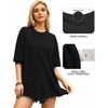 image:imageMANGOPOP Womens Oversized T Shirts Short Sleeve Crewneck Loose Fit Tops Summer Basic Gym Workout ClothesA Short Sleeve Black