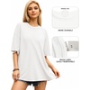 image:imageMANGOPOP Womens Oversized T Shirts Short Sleeve Crewneck Loose Fit Tops Summer Basic Gym Workout ClothesA Short Sleeve Creamy White