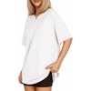 image:imageMANGOPOP Womens Oversized T Shirts Short Sleeve Crewneck Loose Fit Tops Summer Basic Gym Workout ClothesA Short Sleeve Creamy White
