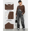 image:imageMANGOPOP Womens Oversized T Shirts Short Sleeve Crewneck Loose Fit Tops Summer Basic Gym Workout ClothesLong Sleeve Coffee