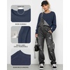 image:imageMANGOPOP Womens Oversized T Shirts Short Sleeve Crewneck Loose Fit Tops Summer Basic Gym Workout ClothesLong Sleeve Navy Blue