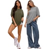 image:imageMANGOPOP Womens Oversized T Shirts Short Sleeve Crewneck Loose Fit Tops Summer Basic Gym Workout ClothesShort Sleeve Army Green