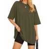 image:imageMANGOPOP Womens Oversized T Shirts Short Sleeve Crewneck Loose Fit Tops Summer Basic Gym Workout ClothesShort Sleeve Army Green