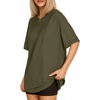 image:imageMANGOPOP Womens Oversized T Shirts Short Sleeve Crewneck Loose Fit Tops Summer Basic Gym Workout ClothesShort Sleeve Army Green