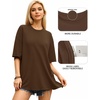 image:imageMANGOPOP Womens Oversized T Shirts Short Sleeve Crewneck Loose Fit Tops Summer Basic Gym Workout ClothesShort Sleeve Coffee