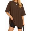 image:imageMANGOPOP Womens Oversized T Shirts Short Sleeve Crewneck Loose Fit Tops Summer Basic Gym Workout ClothesShort Sleeve Coffee