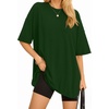 image:imageMANGOPOP Womens Oversized T Shirts Short Sleeve Crewneck Loose Fit Tops Summer Basic Gym Workout ClothesShort Sleeve Deep Green