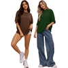 image:imageMANGOPOP Womens Oversized T Shirts Short Sleeve Crewneck Loose Fit Tops Summer Basic Gym Workout ClothesShort Sleeve Deep Green
