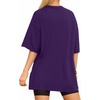image:imageMANGOPOP Womens Oversized T Shirts Short Sleeve Crewneck Loose Fit Tops Summer Basic Gym Workout ClothesShort Sleeve Deep Purple