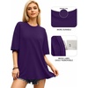 image:imageMANGOPOP Womens Oversized T Shirts Short Sleeve Crewneck Loose Fit Tops Summer Basic Gym Workout ClothesShort Sleeve Deep Purple