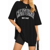 image:imageMANGOPOP Womens Oversized T Shirts Short Sleeve Crewneck Loose Fit Tops Summer Basic Gym Workout ClothesShort Sleeve Graphic Black Ca