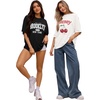 image:imageMANGOPOP Womens Oversized T Shirts Short Sleeve Crewneck Loose Fit Tops Summer Basic Gym Workout ClothesShort Sleeve Graphic Black Ny
