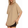 image:imageMANGOPOP Womens Oversized T Shirts Short Sleeve Crewneck Loose Fit Tops Summer Basic Gym Workout ClothesShort Sleeve Khaki