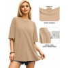 image:imageMANGOPOP Womens Oversized T Shirts Short Sleeve Crewneck Loose Fit Tops Summer Basic Gym Workout ClothesShort Sleeve Khaki