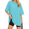image:imageMANGOPOP Womens Oversized T Shirts Short Sleeve Crewneck Loose Fit Tops Summer Basic Gym Workout ClothesShort Sleeve Light Blue