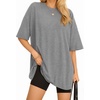 image:imageMANGOPOP Womens Oversized T Shirts Short Sleeve Crewneck Loose Fit Tops Summer Basic Gym Workout ClothesShort Sleeve Light Grey