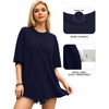 image:imageMANGOPOP Womens Oversized T Shirts Short Sleeve Crewneck Loose Fit Tops Summer Basic Gym Workout ClothesShort Sleeve Navy Blue