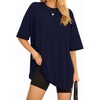image:imageMANGOPOP Womens Oversized T Shirts Short Sleeve Crewneck Loose Fit Tops Summer Basic Gym Workout ClothesShort Sleeve Navy Blue