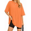 image:imageMANGOPOP Womens Oversized T Shirts Short Sleeve Crewneck Loose Fit Tops Summer Basic Gym Workout ClothesShort Sleeve Orange