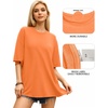 image:imageMANGOPOP Womens Oversized T Shirts Short Sleeve Crewneck Loose Fit Tops Summer Basic Gym Workout ClothesShort Sleeve Orange