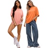 image:imageMANGOPOP Womens Oversized T Shirts Short Sleeve Crewneck Loose Fit Tops Summer Basic Gym Workout ClothesShort Sleeve Orange